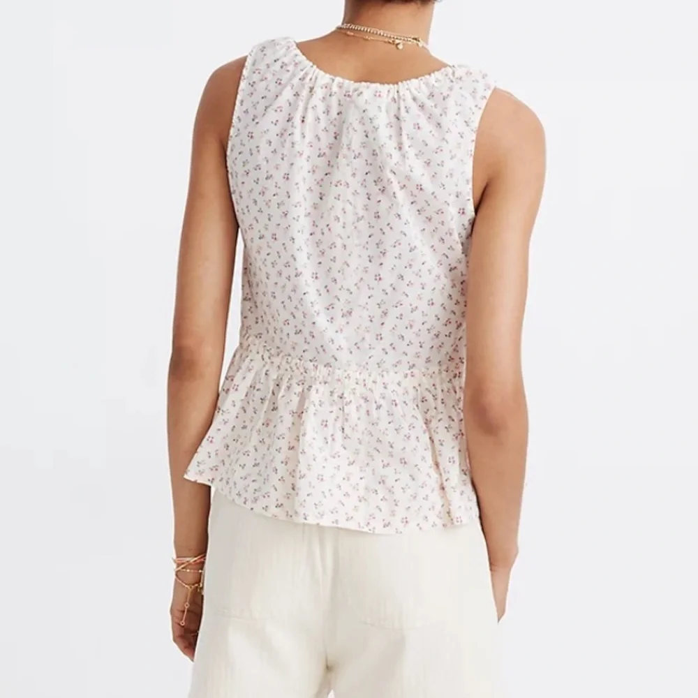 Madewell Shirred Drawstring Tank Top in Bright Buds - Picture 5 of 10